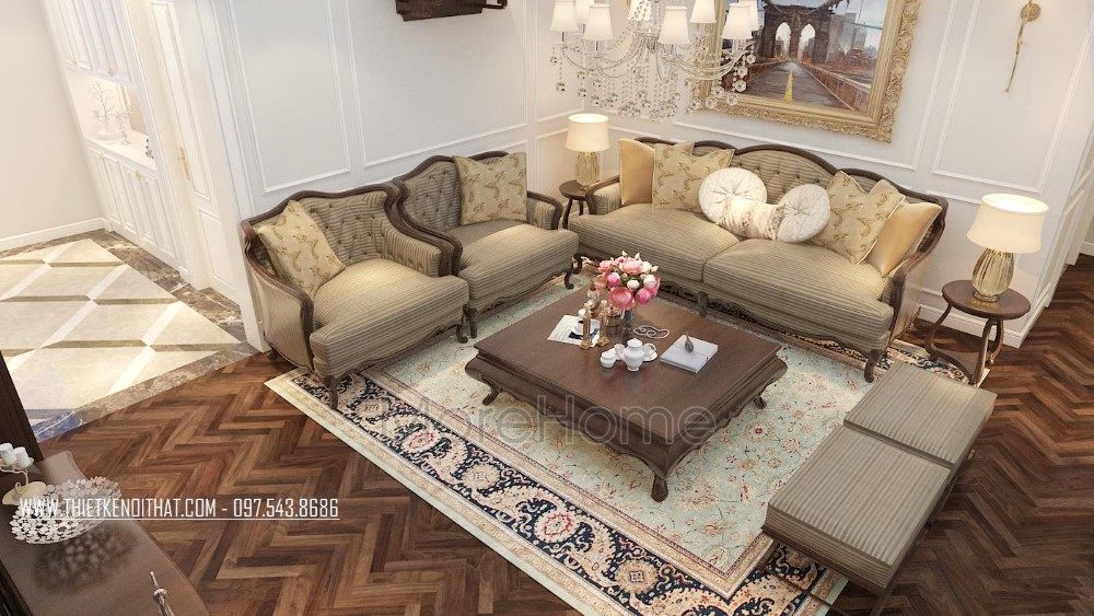 Thiết kế nội thất phòng khách chung cư Hei Tower